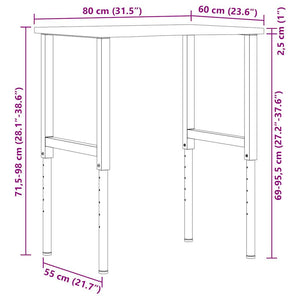 Werkbank Eiche Massivholz, 80x60 cm