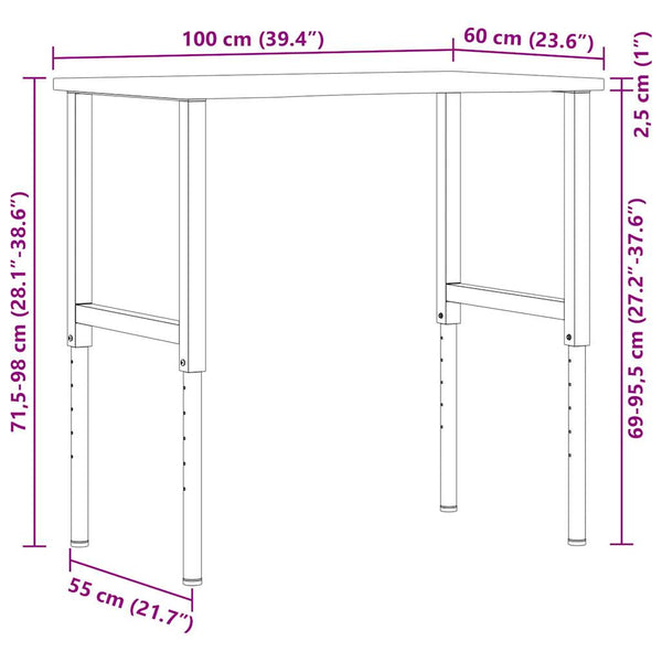 Werkbank Eiche Massivholz 100x60 cm