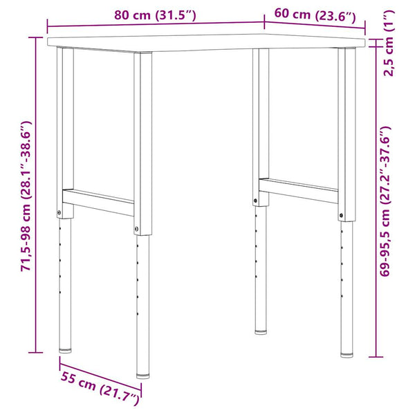 Werkbank Eiche hellbraun, 80 cm