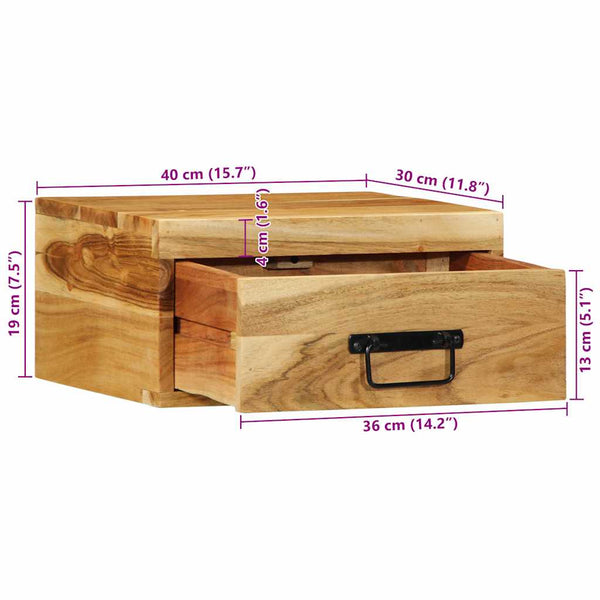 Wand-Nachttische 2er Set Akazie Massivholz