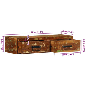 TV-Wandschrank 80 cm Altholz Massiv