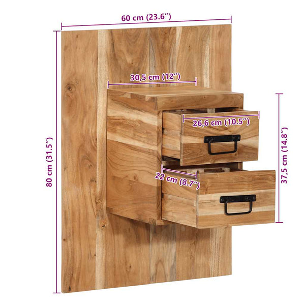 Akazie Nachttisch Massivholz 60x32x80 cm