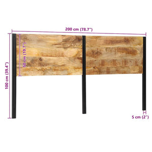 vidaXL Tête de lit 200 cm Bois de manguier massif et fer