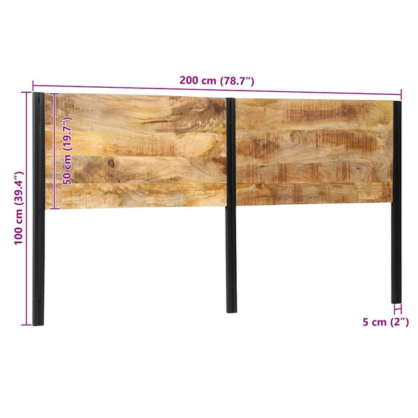 vidaXL Tête de lit 200 cm Bois de manguier massif et fer