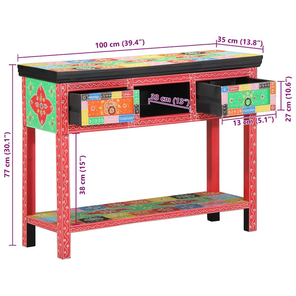 Mehrfarbiger Konsolentisch mit Schubladen, 100 cm