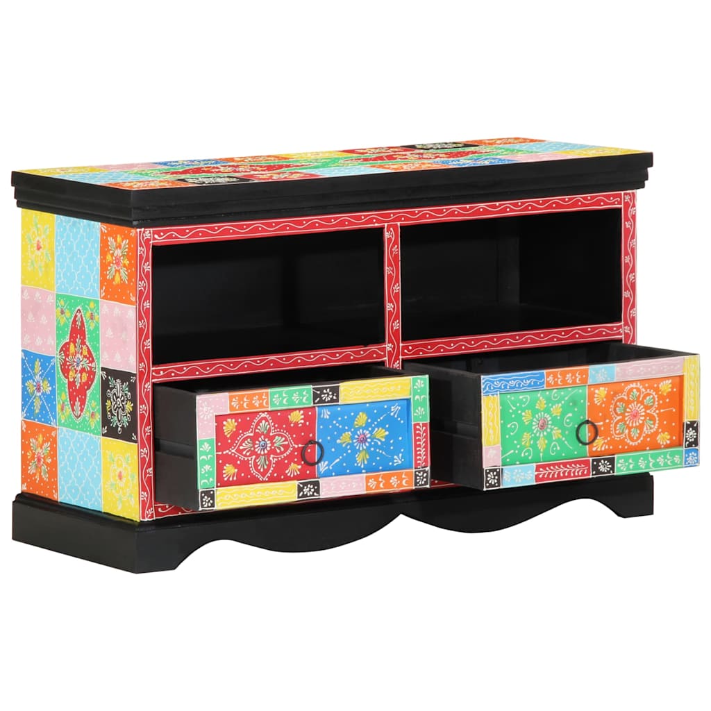 Meuble TV vidaXL multicolore 80 x 35 x 50 cm en bois de manguier massif