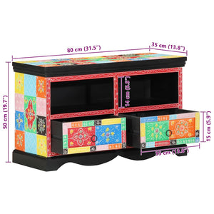 Meuble TV vidaXL multicolore 80 x 35 x 50 cm en bois de manguier massif