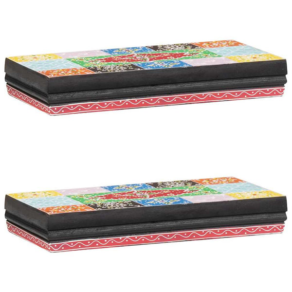 Mehrfarbiges Wandregal Mango Massivholz 40x20x6 cm