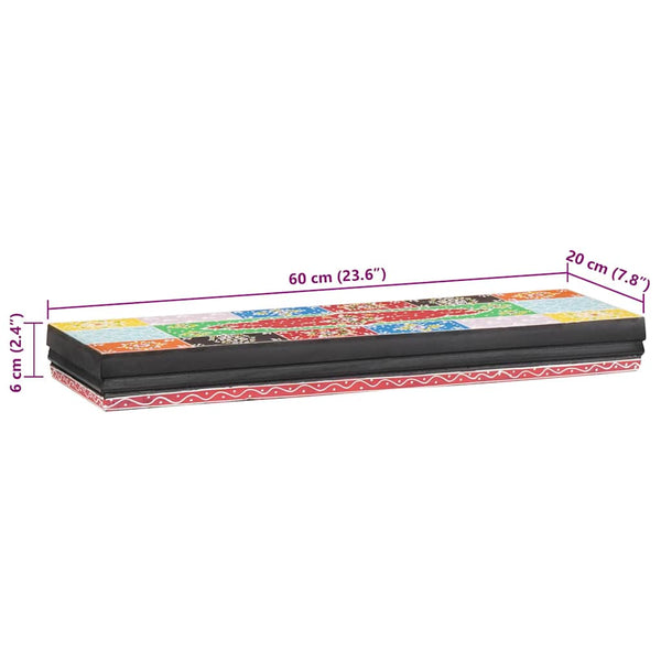 Mehrfarbiges Wandregal Mango Massivholz 60cm