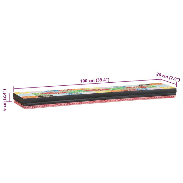 Mehrfarbiges Wandregal Mango Massivholz 100cm