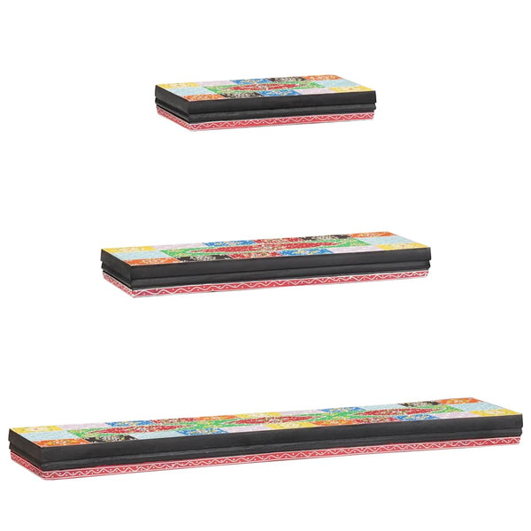 Mehrfarbige Wandregale, 3er-Set, Mango Massivholz