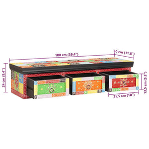 Mehrfarbiger TV-Schrank Mango Massivholz 100cm