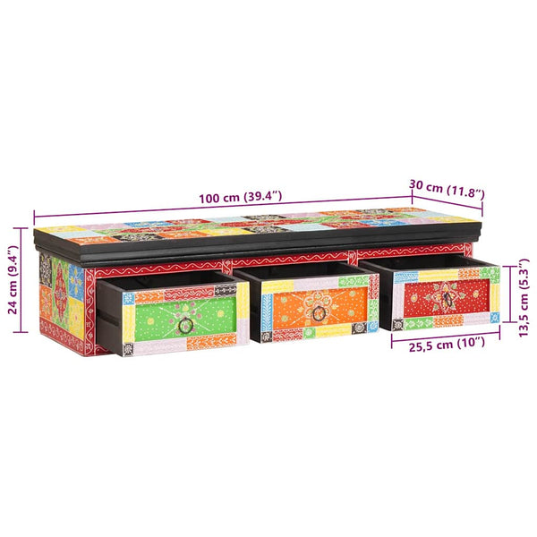 Mehrfarbiger TV-Schrank Mango Massivholz 100cm