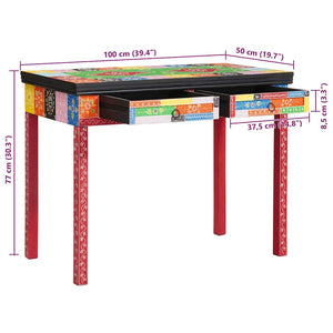 Mehrfarbiger Schreibtisch mit Schubladen, 100 cm