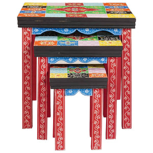 vidaXL Square Table 3 pcs Multicolour