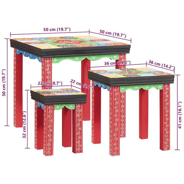 vidaXL Square Table 3 pcs Multicolour