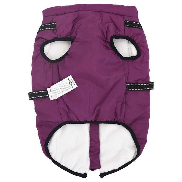 Wasserdichter Hundemantel mit Geschirr Lila L48