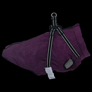 Wasserdichter Hundemantel mit Geschirr Lila L48