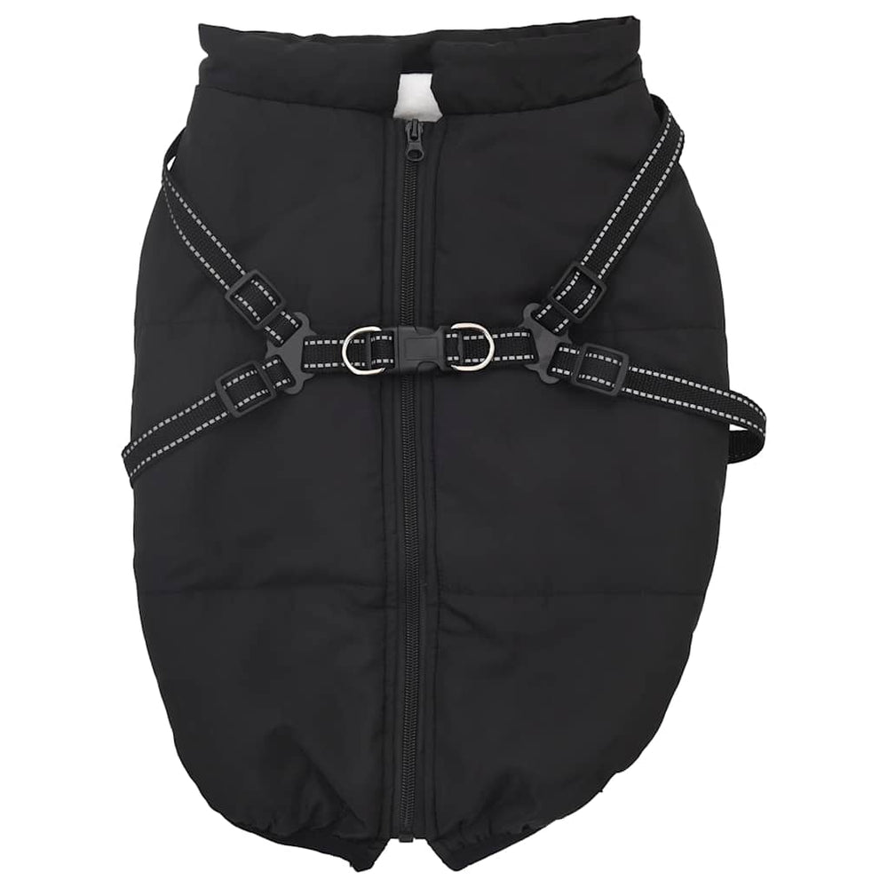 Wasserdichter Hundemantel mit Geschirr, reflektierend, Schwarz L48