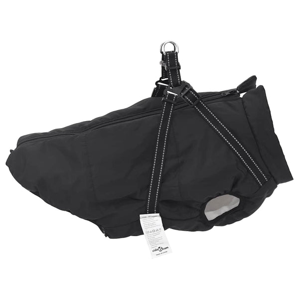 Wasserdichter Hundemantel mit Geschirr, reflektierend, Schwarz L48