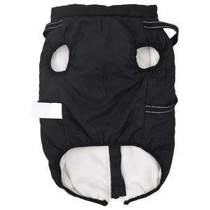 Wasserdichter Hundemantel mit Geschirr, reflektierend, Schwarz L48
