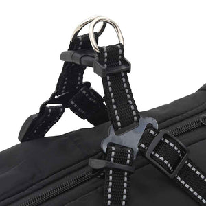 Wasserdichter Hundemantel mit Geschirr, reflektierend, Schwarz L48