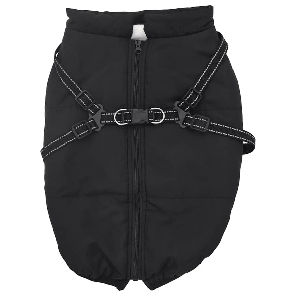 Wasserdichter Hundemantel mit Geschirr Schwarz L52