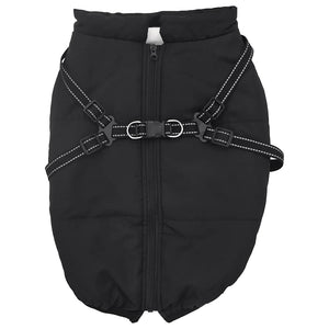 Wasserdichter Hundemantel mit Geschirr Schwarz L52