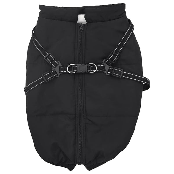 Wasserdichter Hundemantel mit Geschirr Schwarz L52