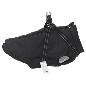 Wasserdichter Hundemantel mit Geschirr Schwarz L52