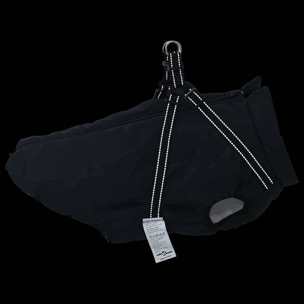 Wasserdichter Hundemantel mit Geschirr Schwarz L52