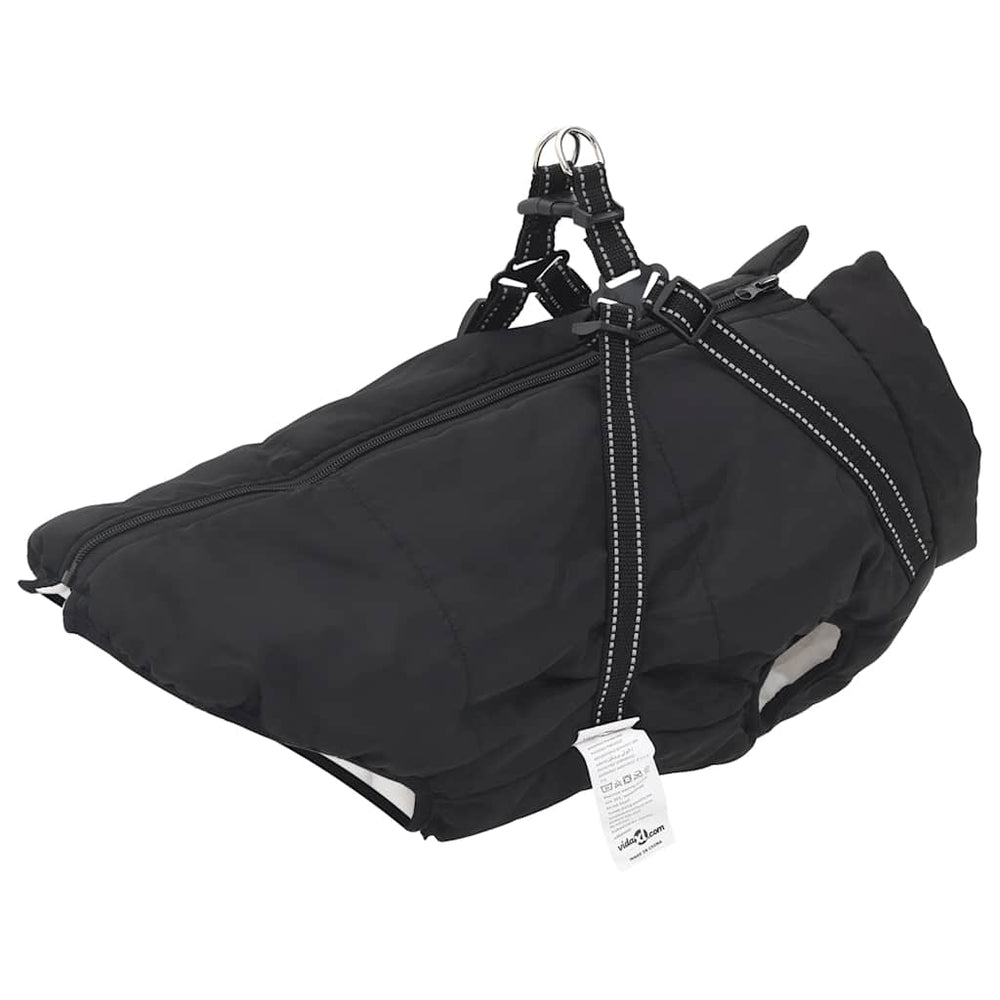 Wasserdichter Hundemantel mit Geschirr Schwarz L68