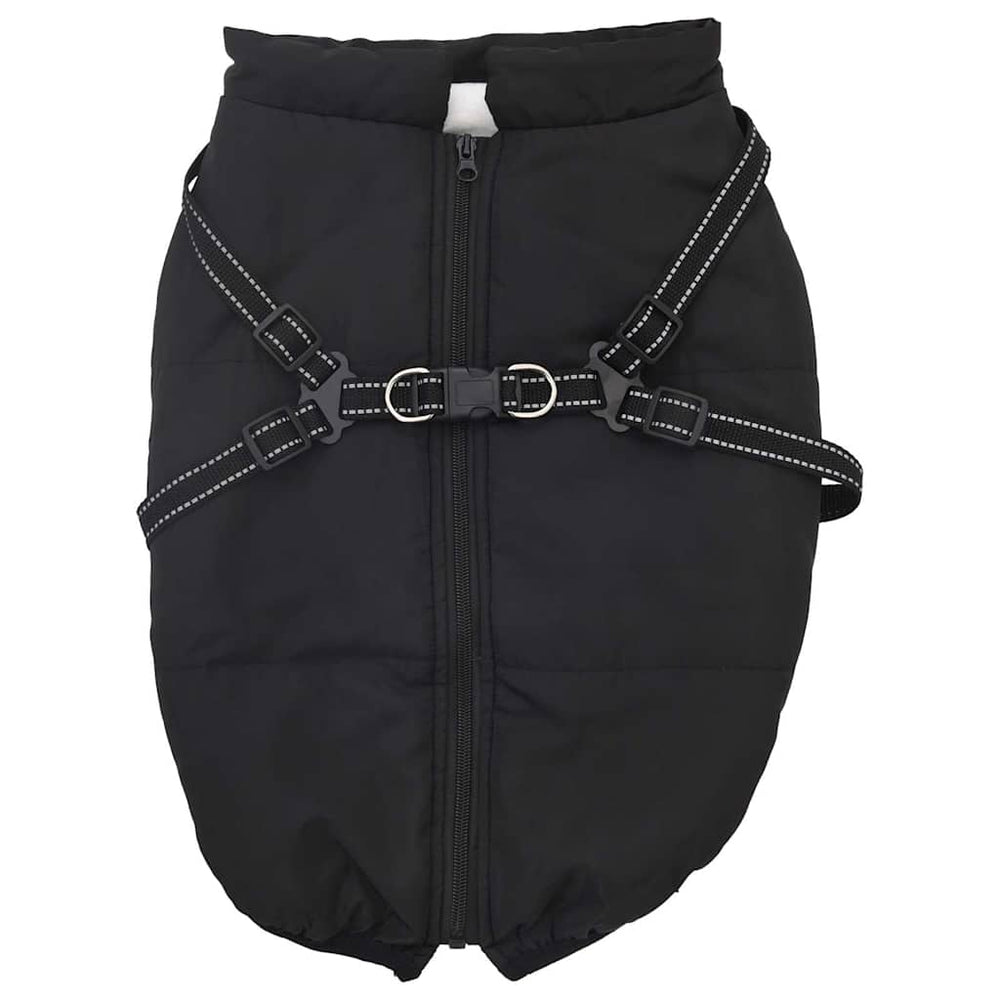 Wasserdichter Hundemantel mit Geschirr Schwarz L68