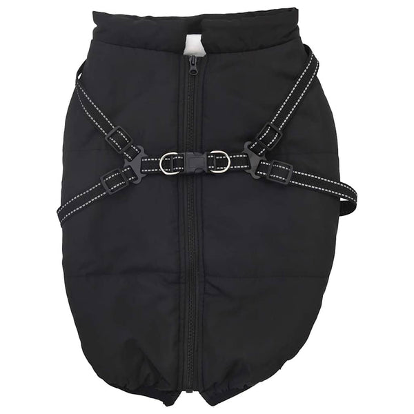 Wasserdichter Hundemantel mit Geschirr Schwarz L68
