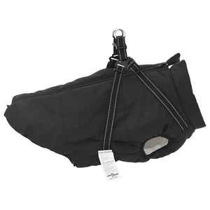 Wasserdichter Hundemantel mit Geschirr Schwarz L68