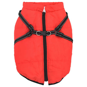 Hundemantel mit Geschirr Wasserdicht Rot L44