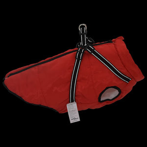 Hundemantel mit Geschirr Wasserdicht Rot L44