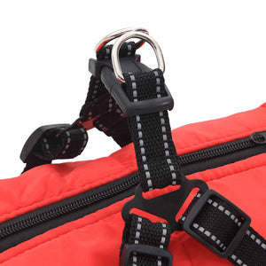 Hundemantel mit Geschirr Wasserdicht Rot L44