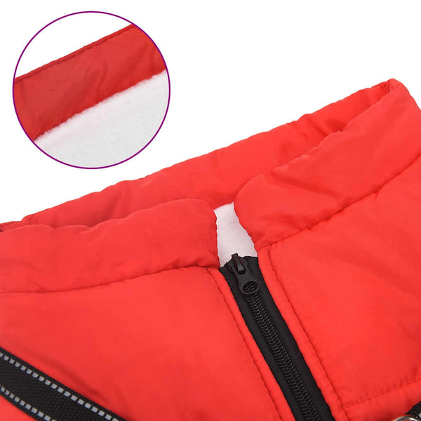 Wasserdichter Hundemantel mit Geschirr Rot L48