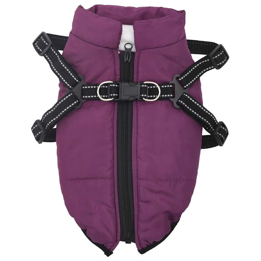 Wasserdichter Hundemantel mit Geschirr Lila