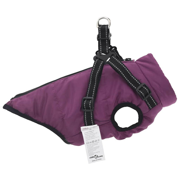 Wasserdichter Hundemantel mit Geschirr Lila