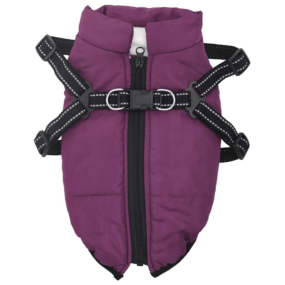 Wasserdichter Hundemantel mit Geschirr Lila L40