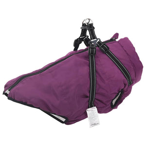 Wasserdichter Hundemantel mit Geschirr Lila L44
