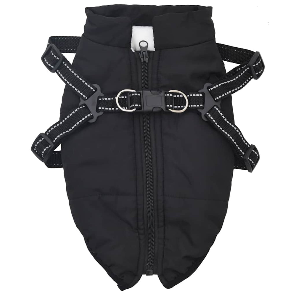 Wasserdichter Hundemantel mit Geschirr Schwarz L24