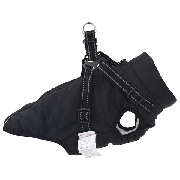 Wasserdichter Hundemantel mit Geschirr Schwarz L24