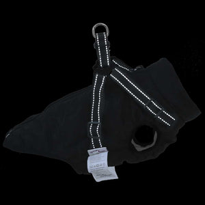 Wasserdichter Hundemantel mit Geschirr Schwarz L24