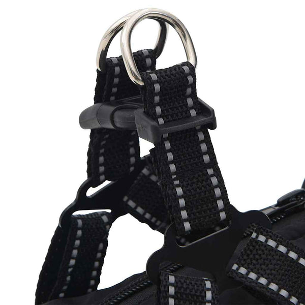 Wasserdichter Hundemantel mit Geschirr Schwarz L24