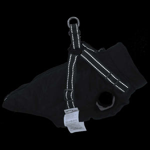 Wasserdichter Hundemantel mit Geschirr Schwarz L28