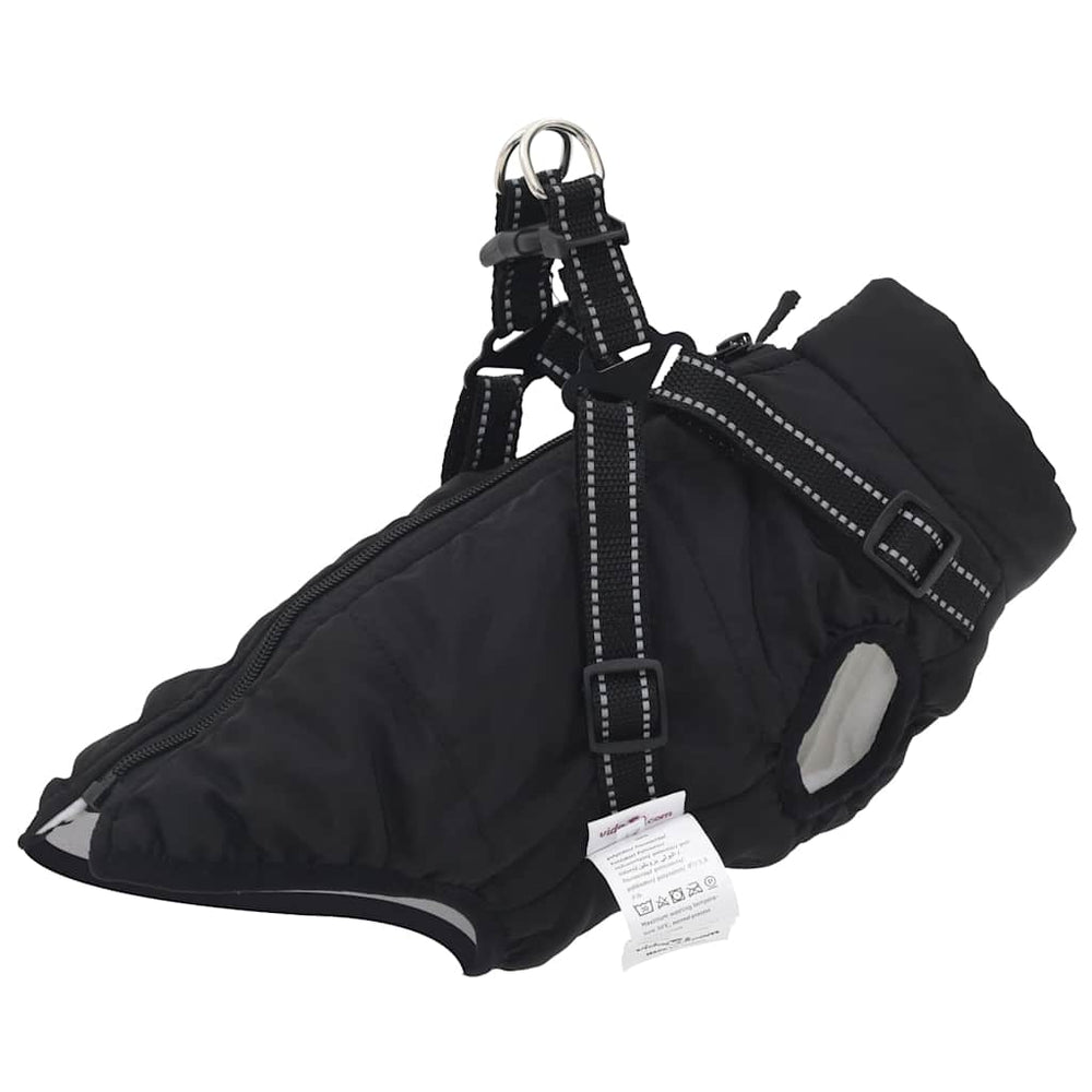 Wasserdichter Hundemantel mit Geschirr Schwarz L36