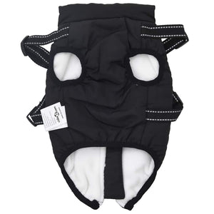 Wasserdichter Hundemantel mit Geschirr Schwarz L36